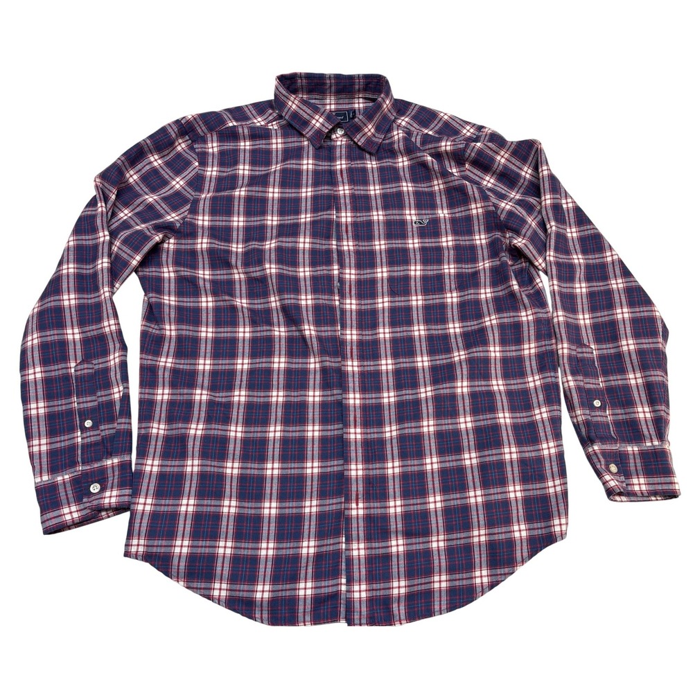 Vineyard Vines Performance Classic Fit Tucker Men's Shirt Red White Blue Plaid L